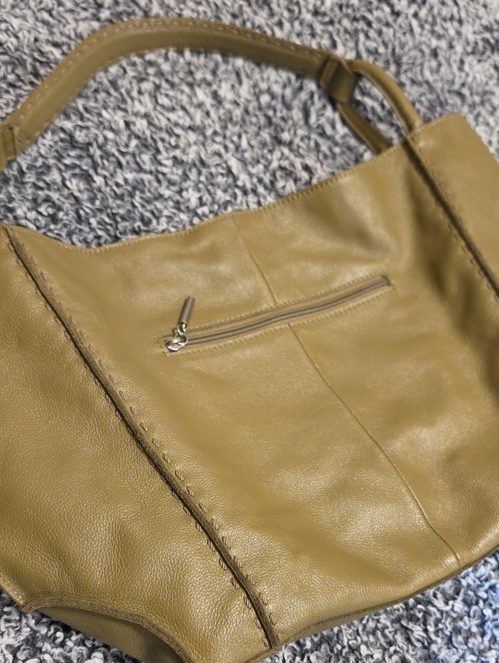 The Sak Olive Green Leather Hobo Shoulder Bag